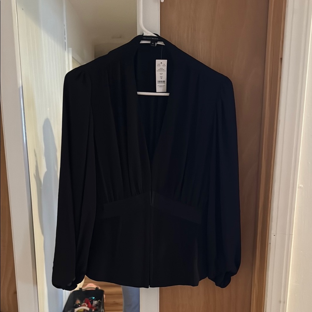 White House Black Market Black Relaxed Long Sleeve Blouse